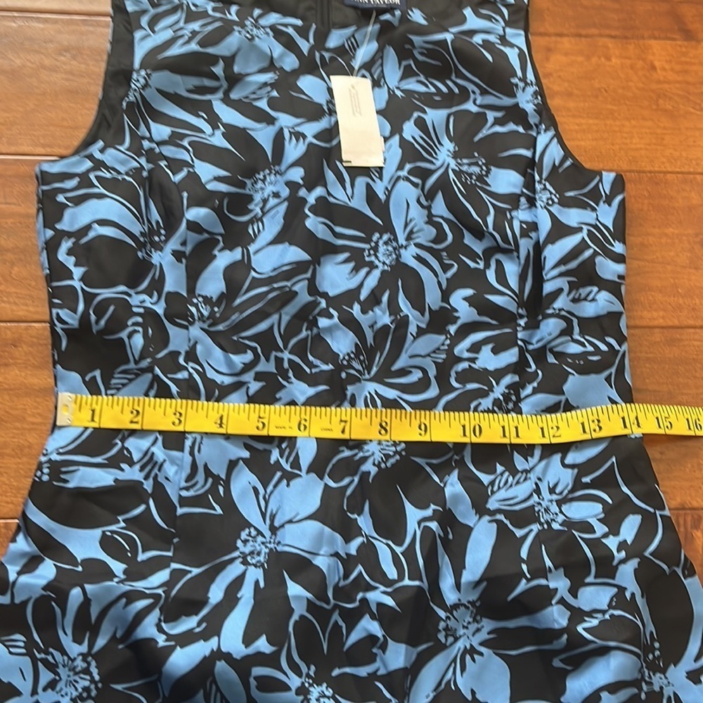 AnnTaylor Black and Blue Floral Bodycon Silk Dress    Size 4 New with Tag - Picture 10 of 11